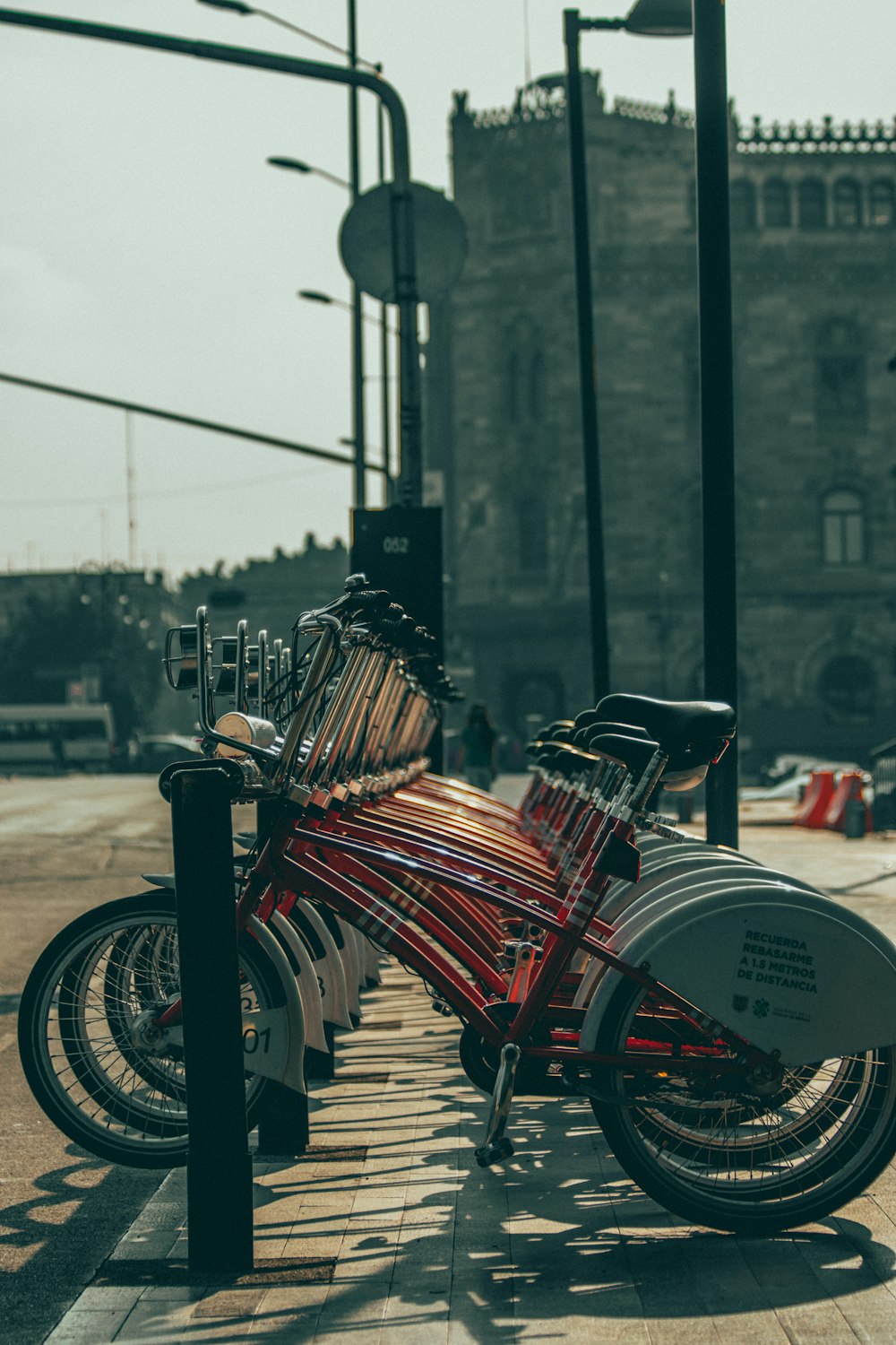 a bicycle is parked on the side of the road