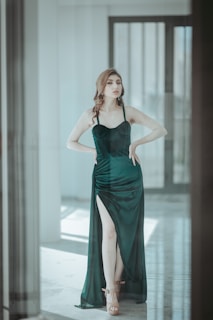 a woman in a dress