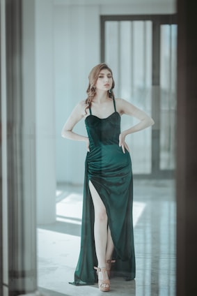 a woman in a dress