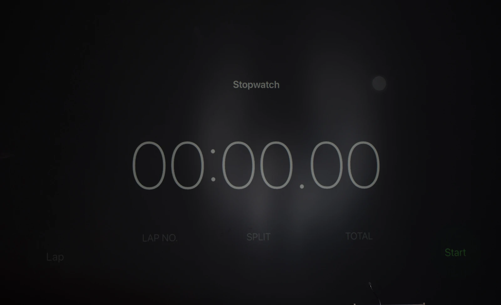 00:00.00을 표시한 디지털 타이머