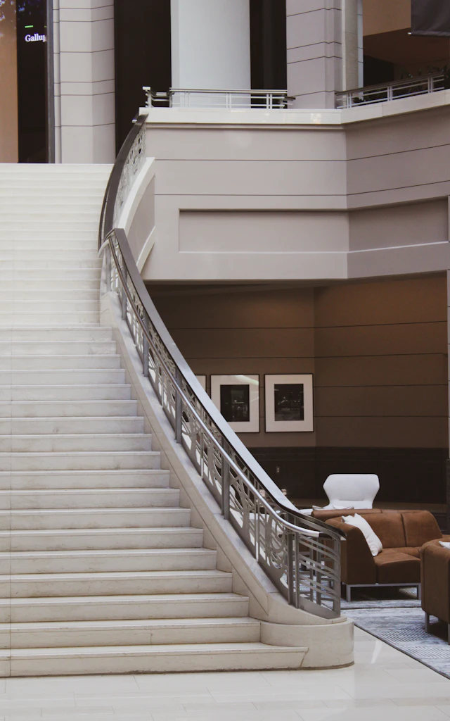 A staircase leading up to a building