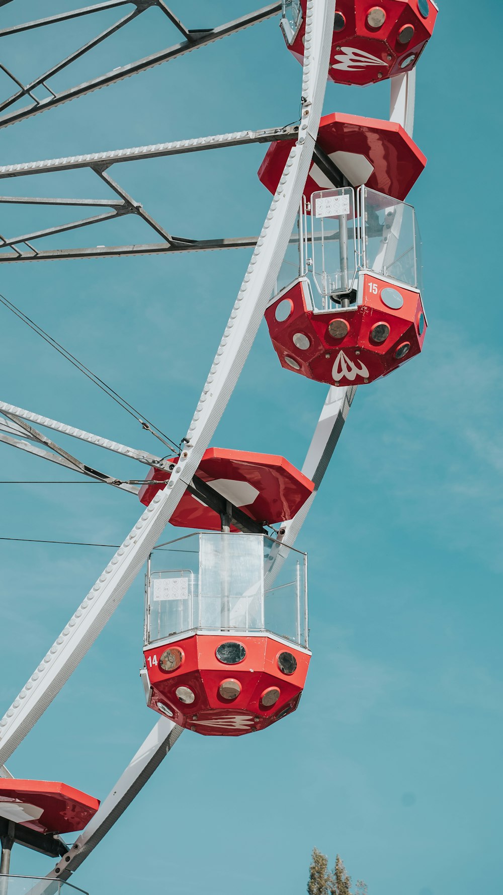 a red and white ferris wheel