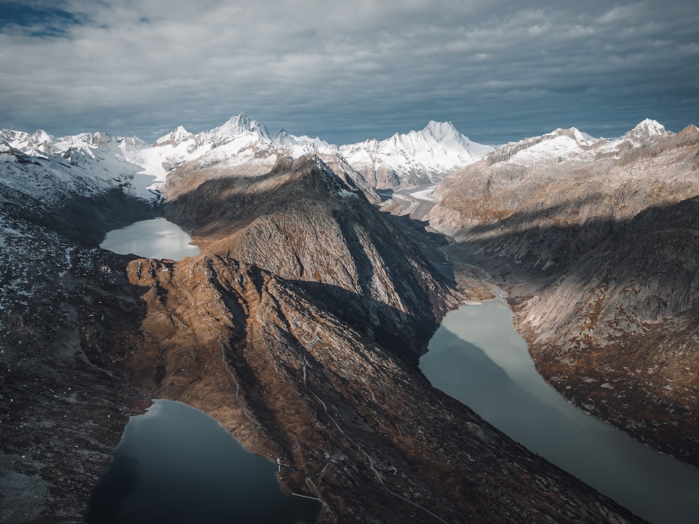 a view of a mountain range from a plane