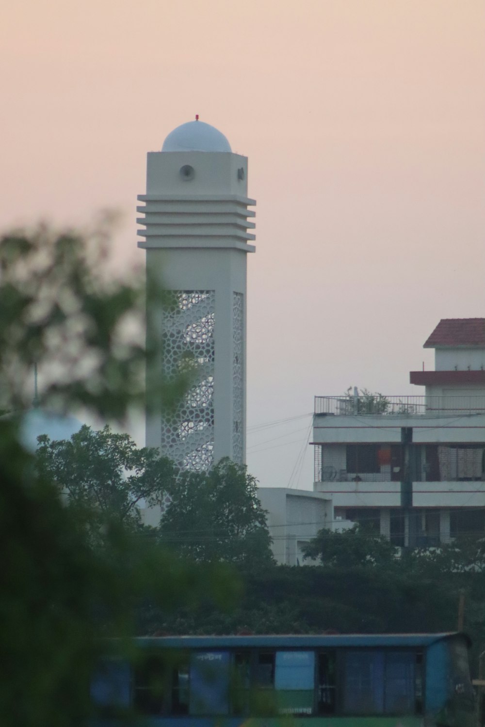 a tall white tower