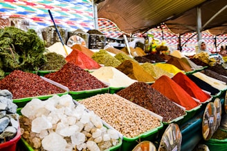 a market with various types of spices