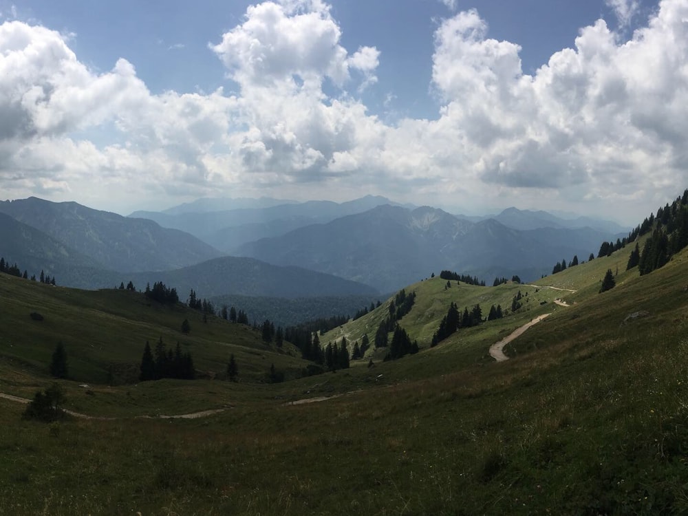 a landscape with hills and trees