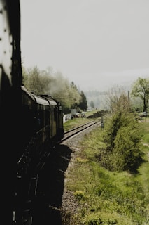 A vintage toy train winding through the misty hills of Ooty.