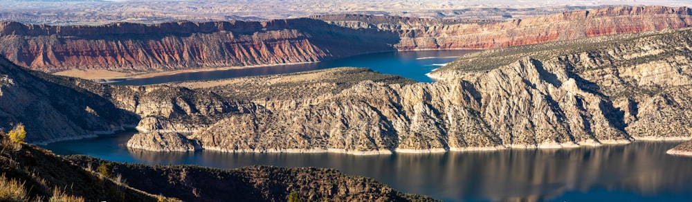 a lake surrounded by mountains