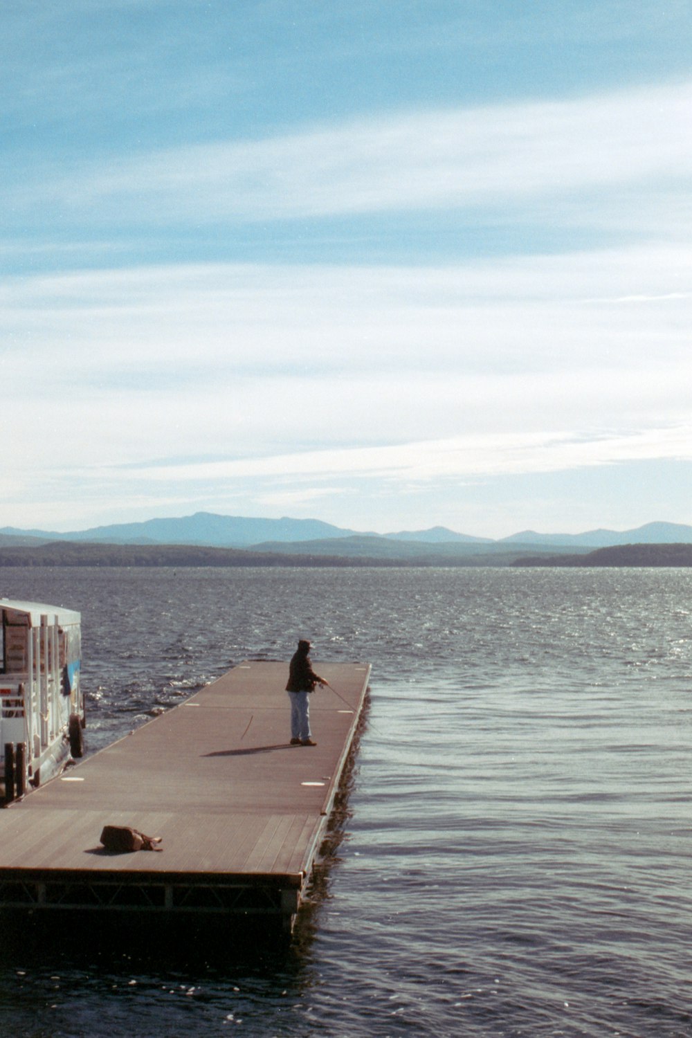 a person walking on a dock