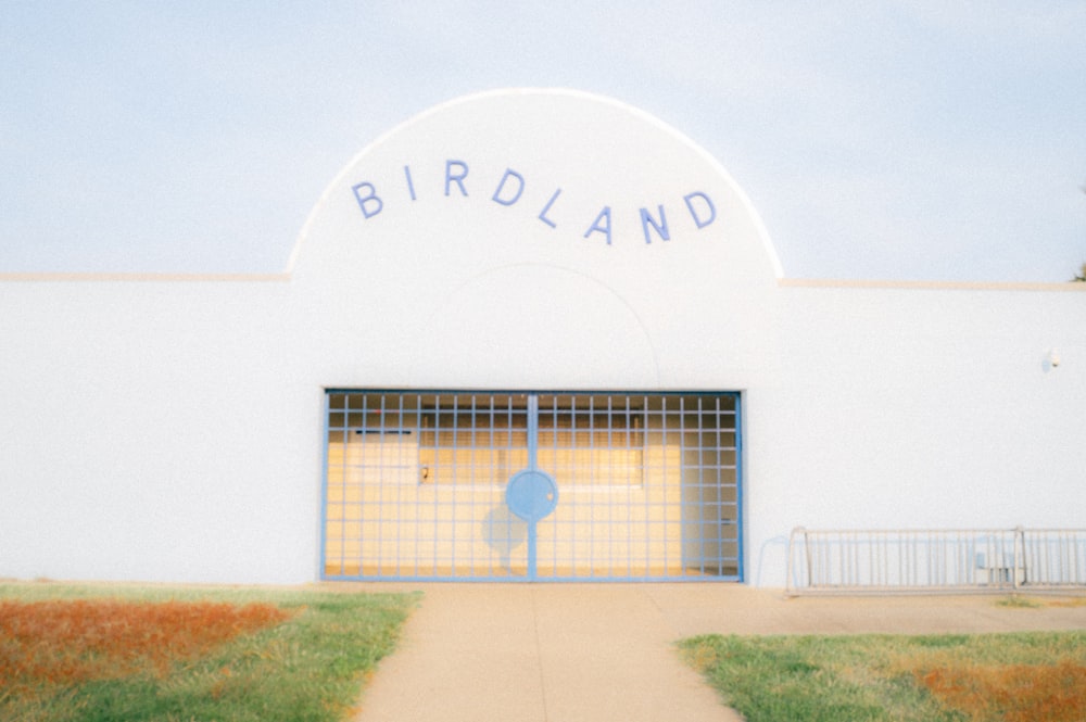 a building with a sign in front of it