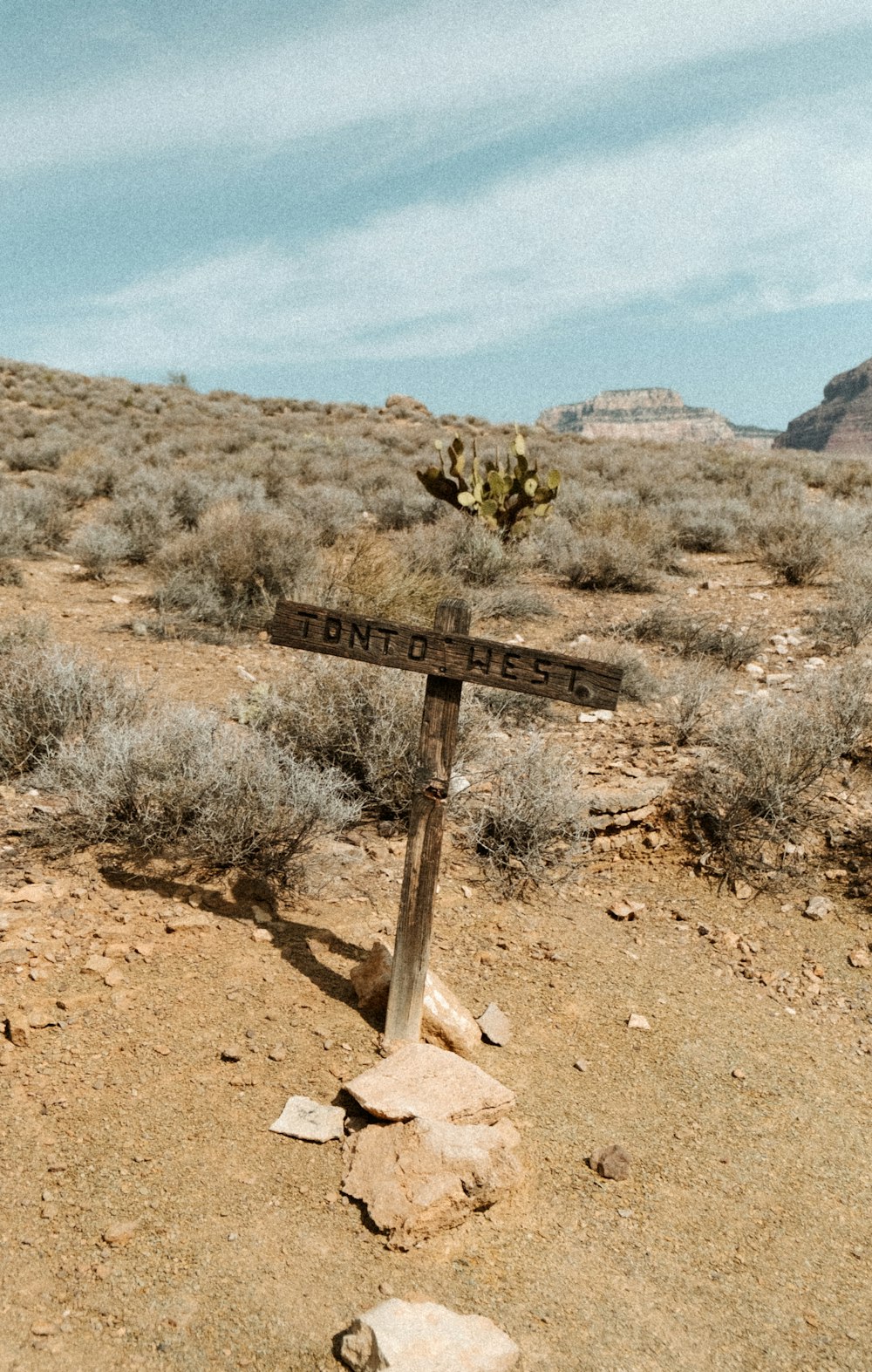 a sign in the desert