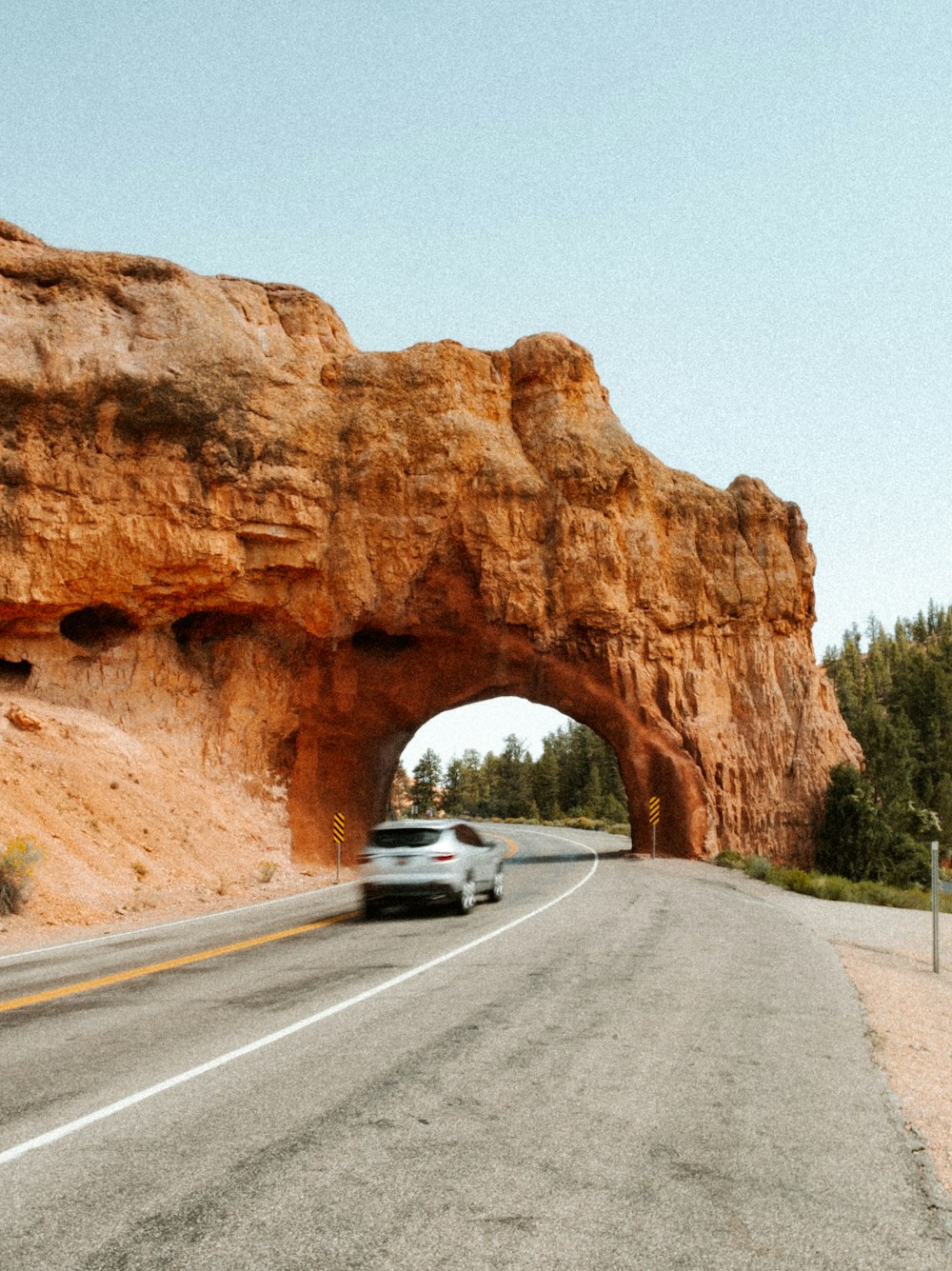 a car driving on a road