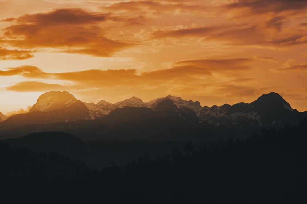 a landscape with mountains in the back