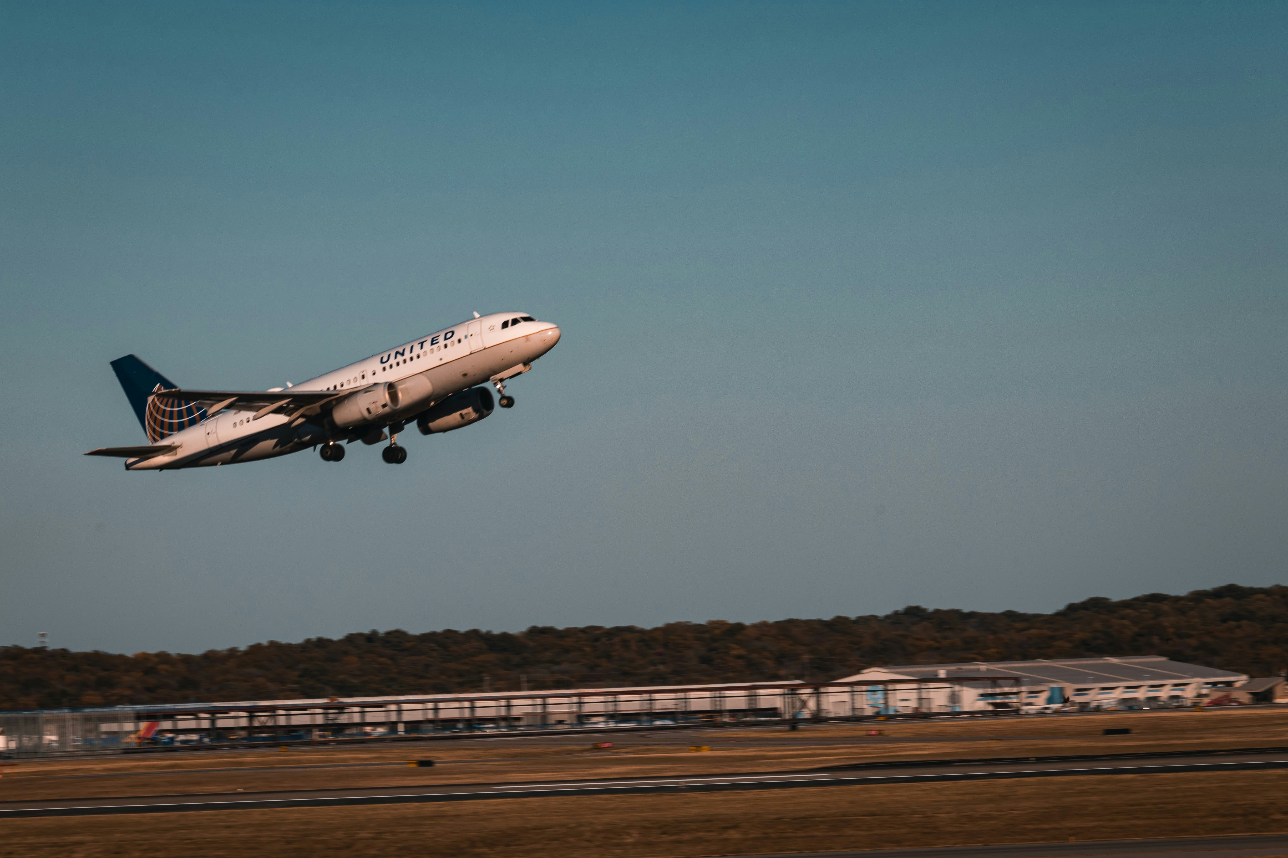 an airplane taking off, 