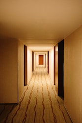 a hallway with a door