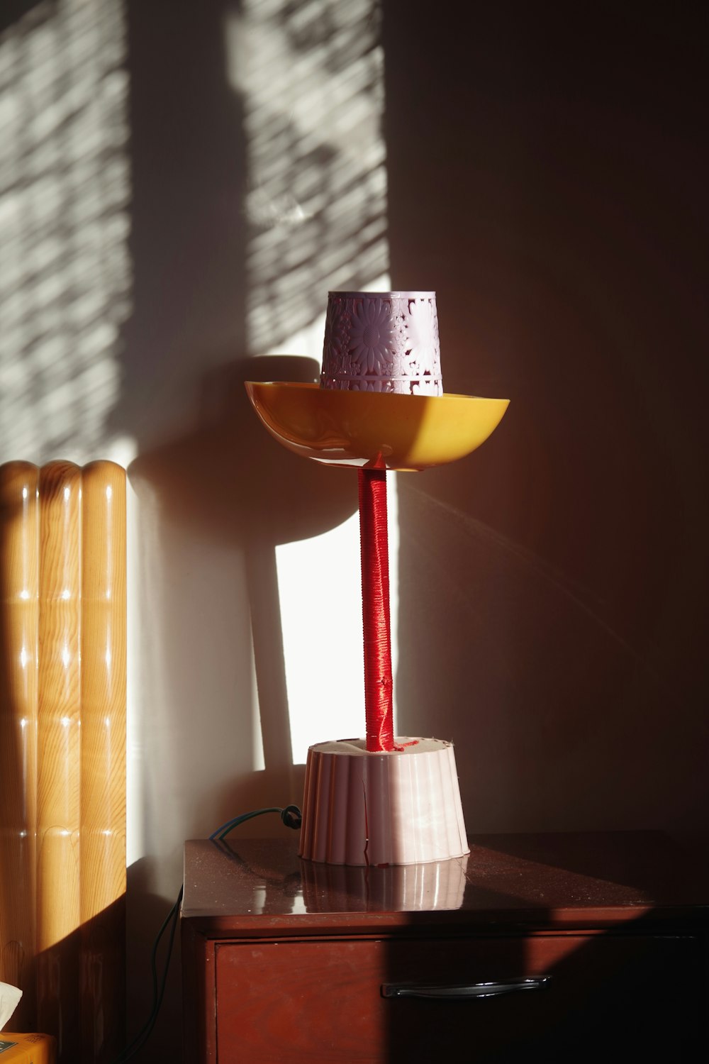 a lamp on a table