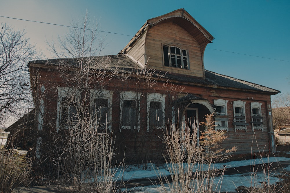 a house with snow on the ground