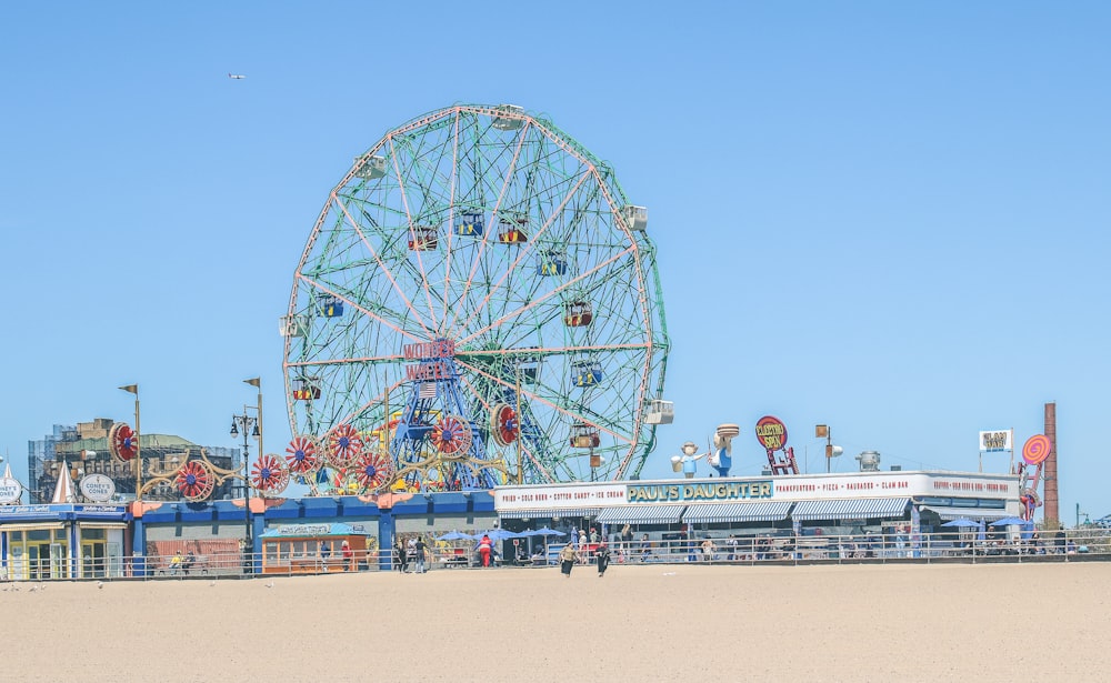 a ferris wheel on a beach