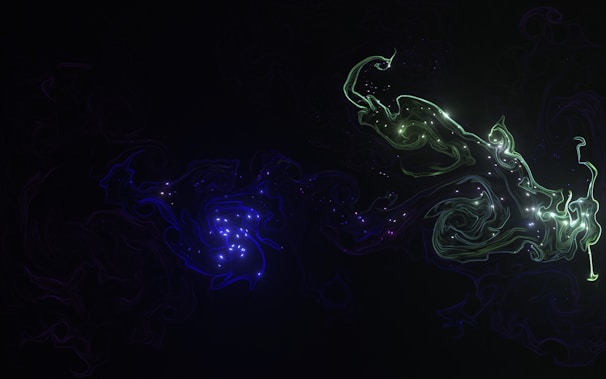 An animated still showing swirling neon shapes that evoke a digital spellcasting vibe.