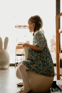 a woman sitting on a chair
