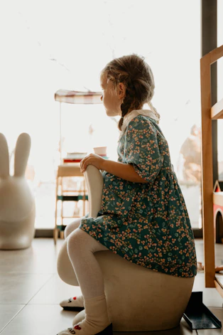 a woman sitting on a chair