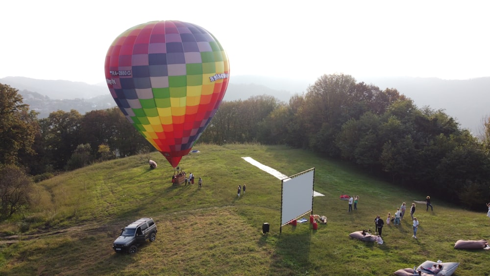 a hot air balloon in the air