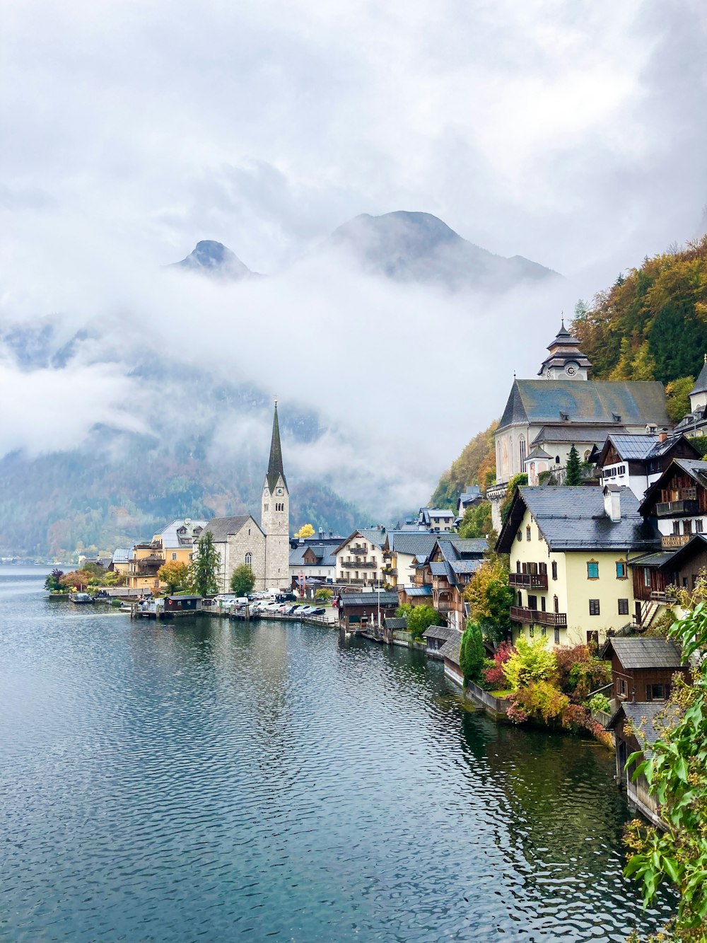 a body of water with buildings along it