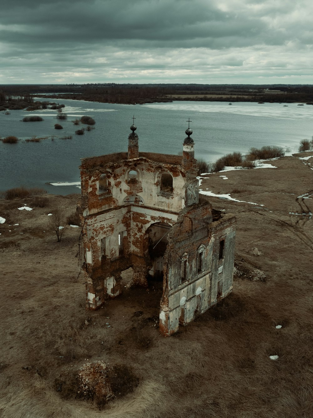 a building on a beach