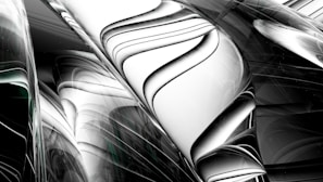 An abstract representation of digital transformation with flowing lines.