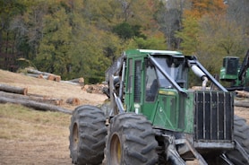 Close-up of forestry equipment undergoing maintenance