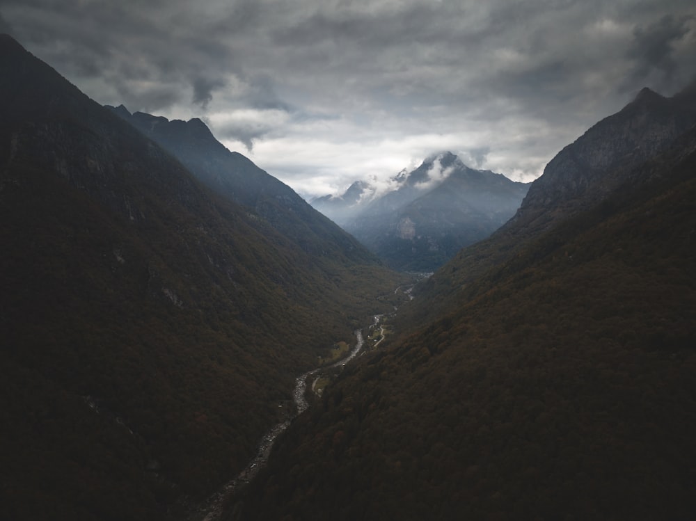 a valley between mountains