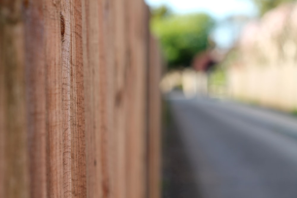 a close up of a wood fence