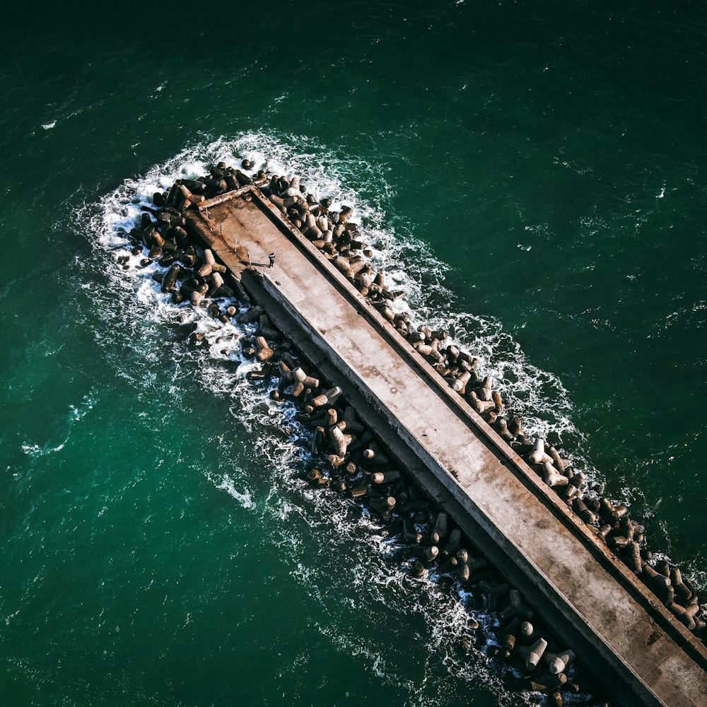 a wooden dock in the water