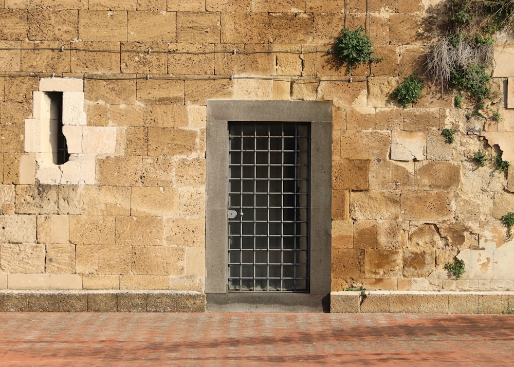 a door in a stone building