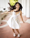 a woman in a white dress
