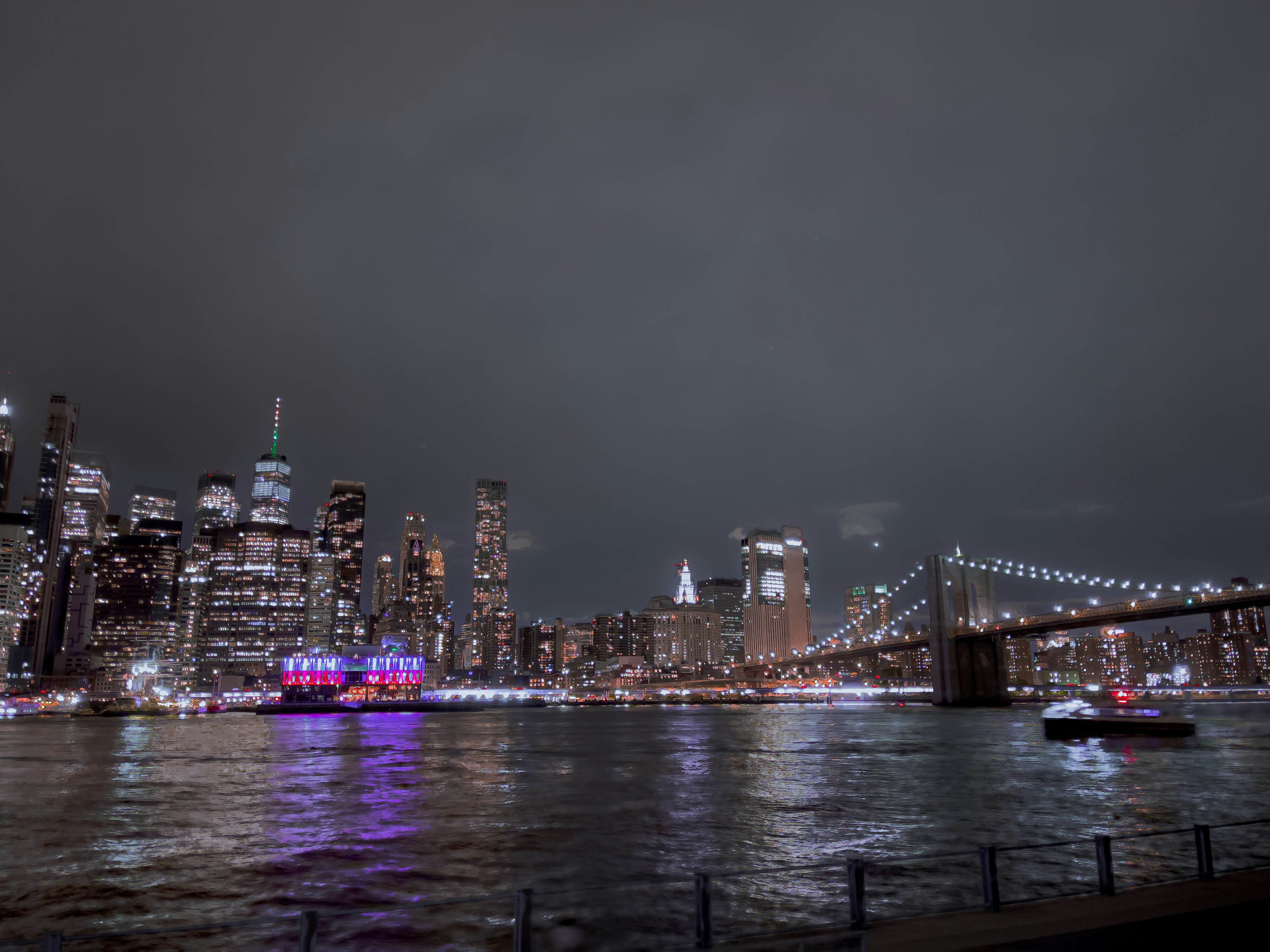 a city skyline at night, 