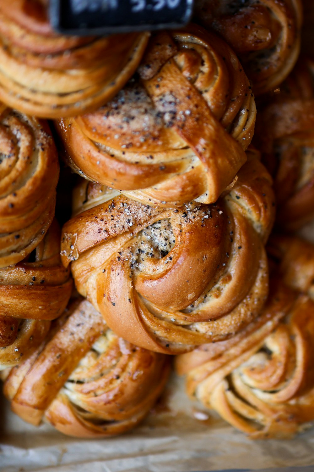 a pile of brown and white food