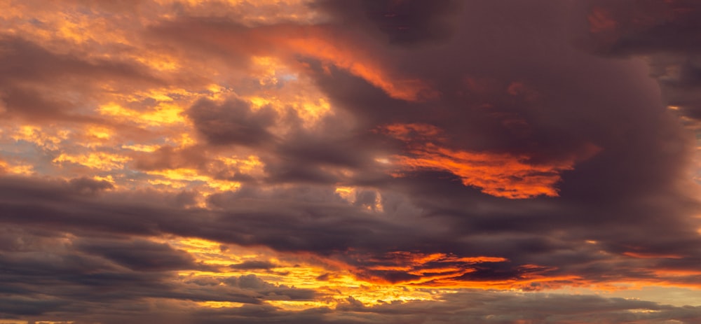 a sunset with clouds