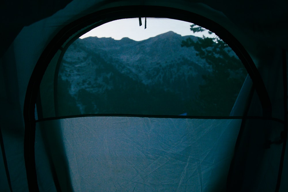 a view of the mountains from an airplane window