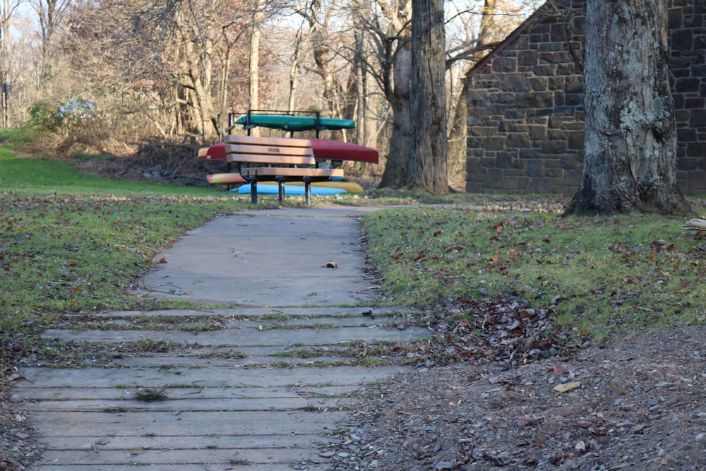 a bench on a path