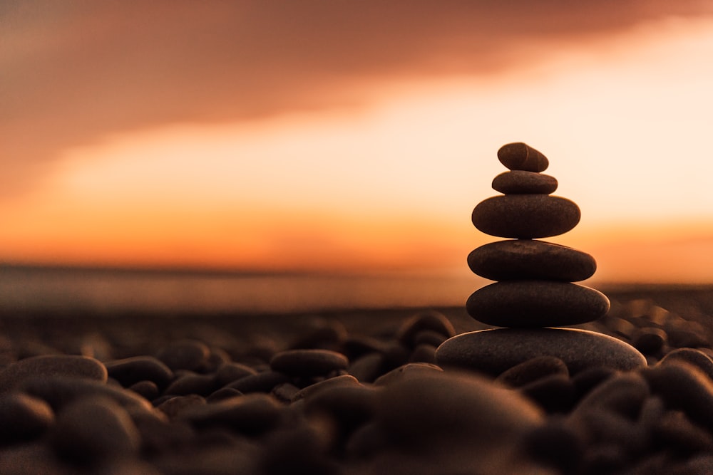 a stack of rocks on a beach