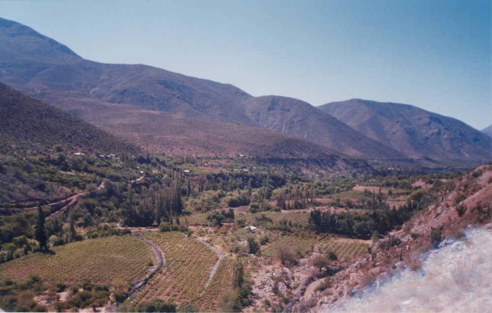 a landscape with hills and trees