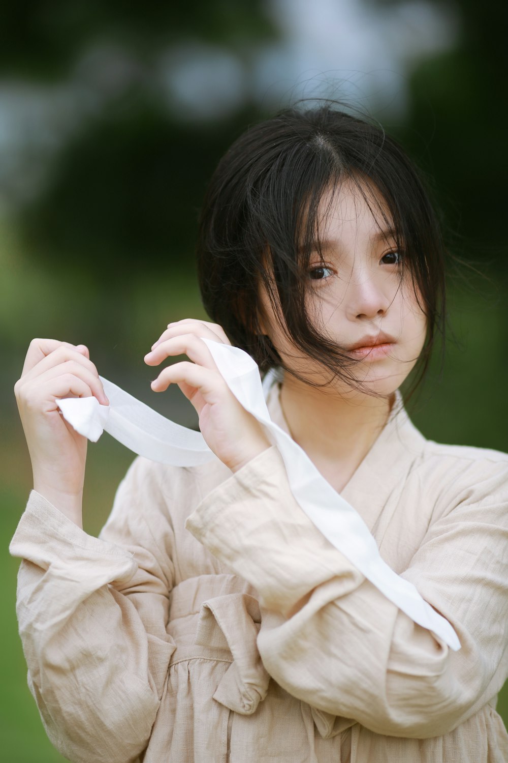 a woman with long hair