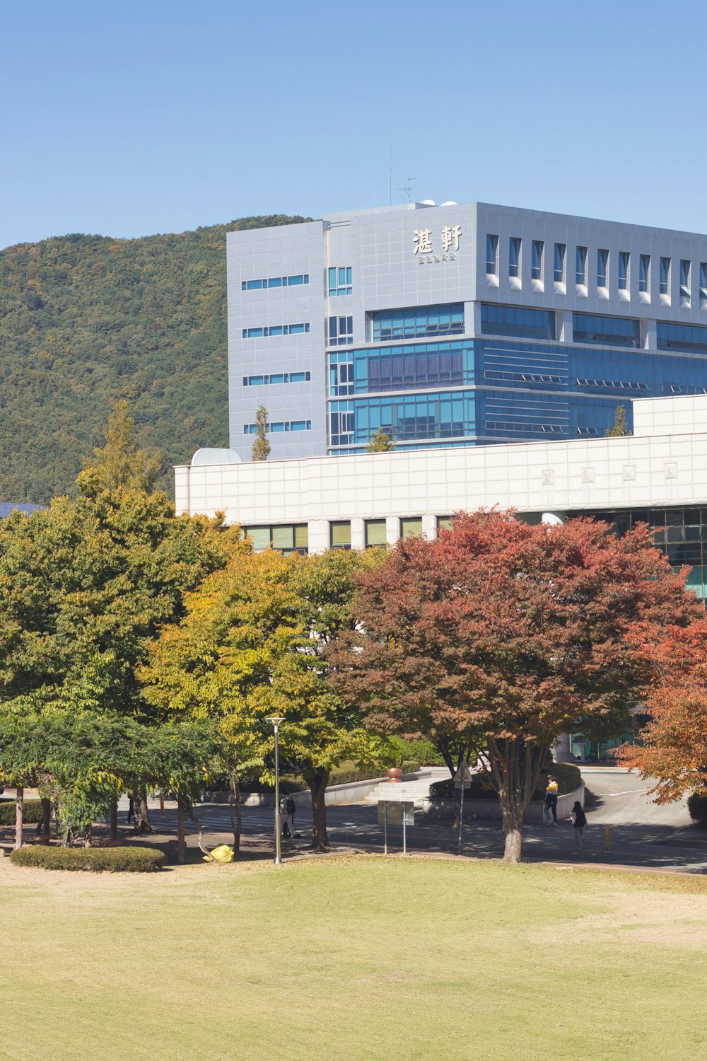 a building with trees in front of it