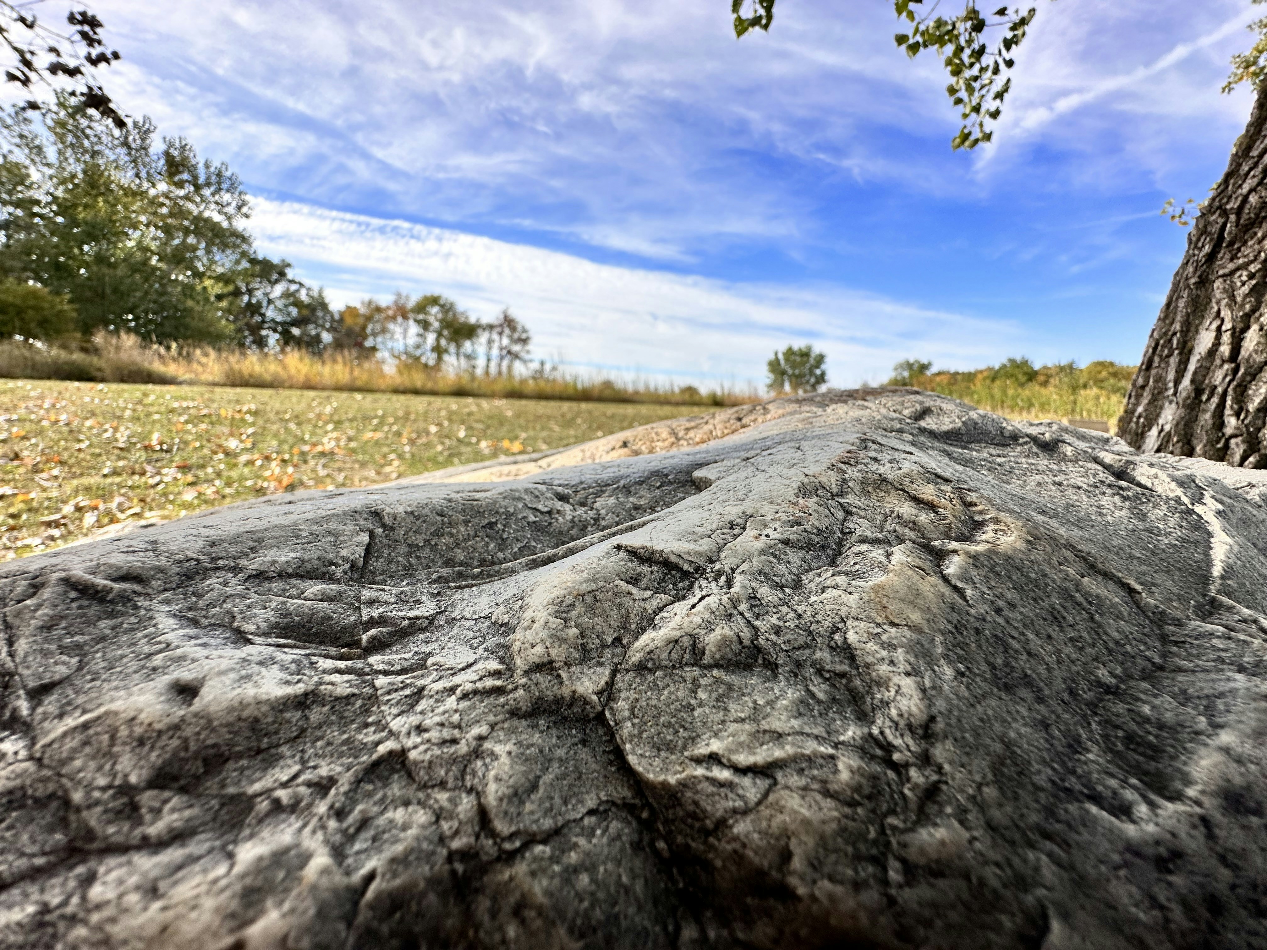 The sky over a boulder.