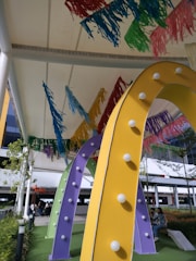 a colorful playground slide