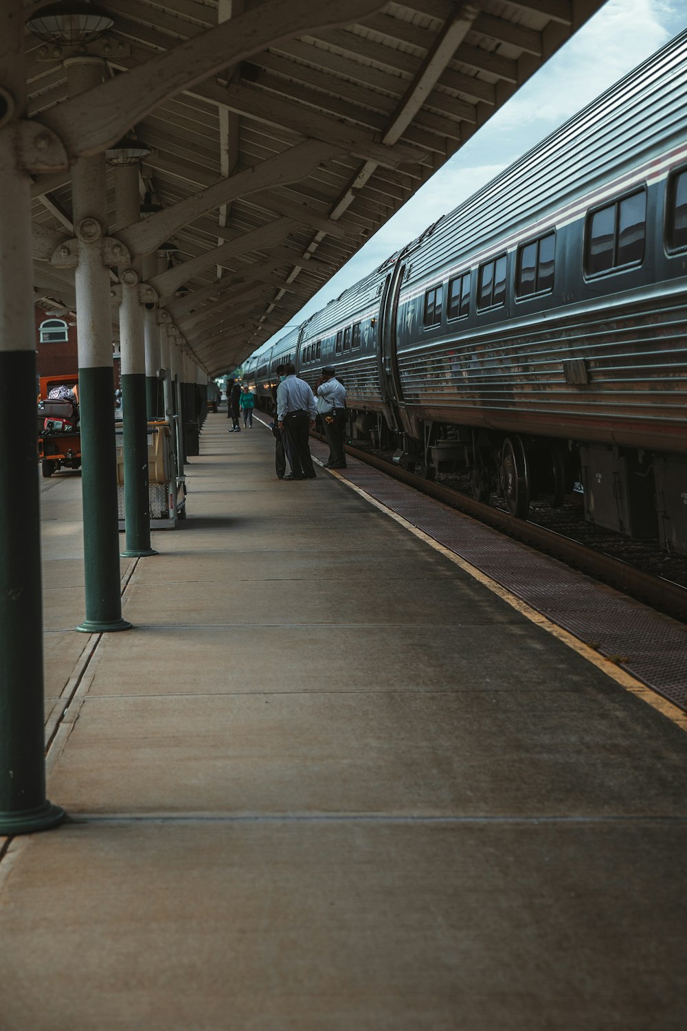 a train pulling into a station