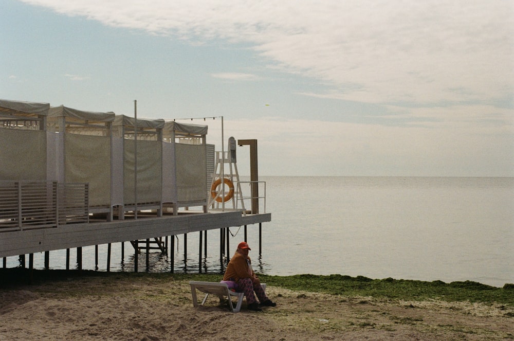 a person sitting on a bench