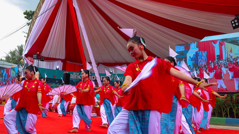 a group of people dancing