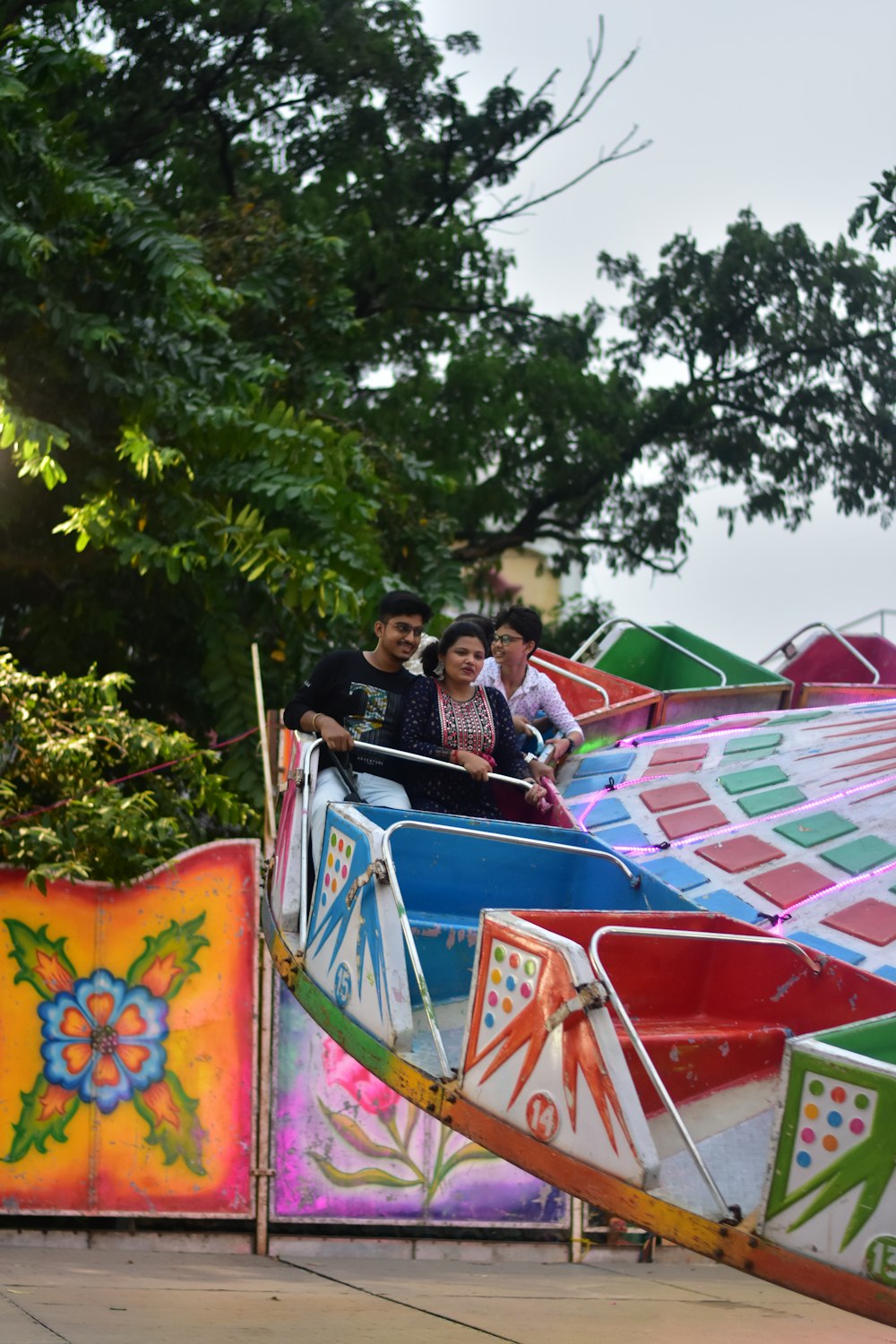 a group of people on a ride